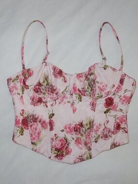 White FoxFloral Pink Bustier Crop Top